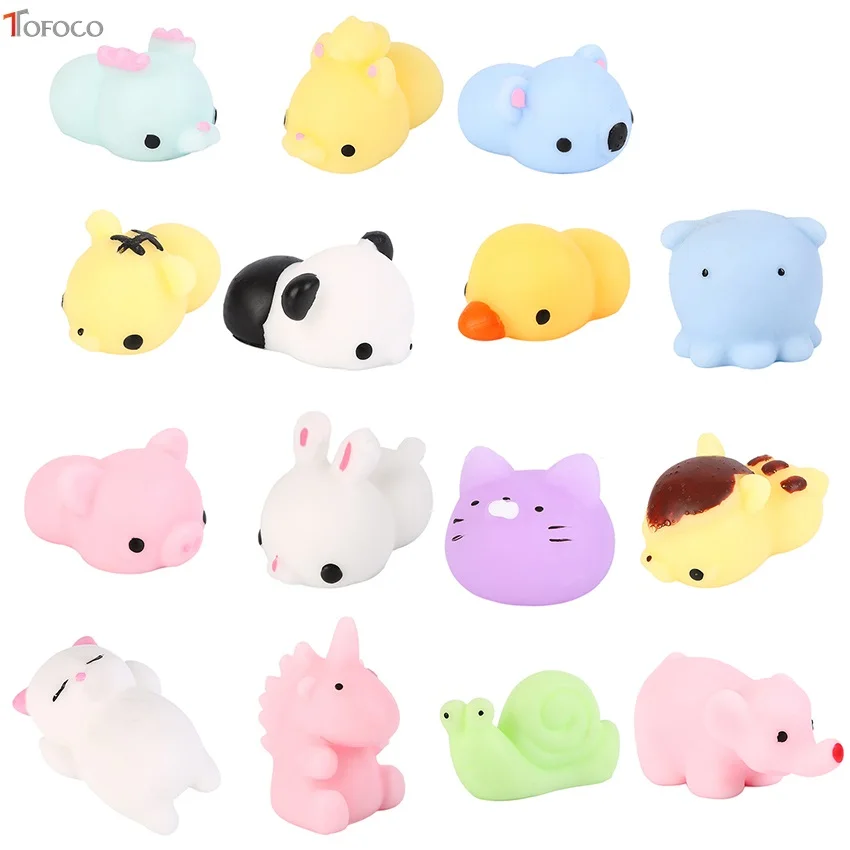 TOFOCO 10pcs/Set Squishy Toy Kawaii Cute Mini Soft Hand Pinch Squeeze Stress Relief Decompression Charm Toys Kid Adult Gifts | Игрушки и