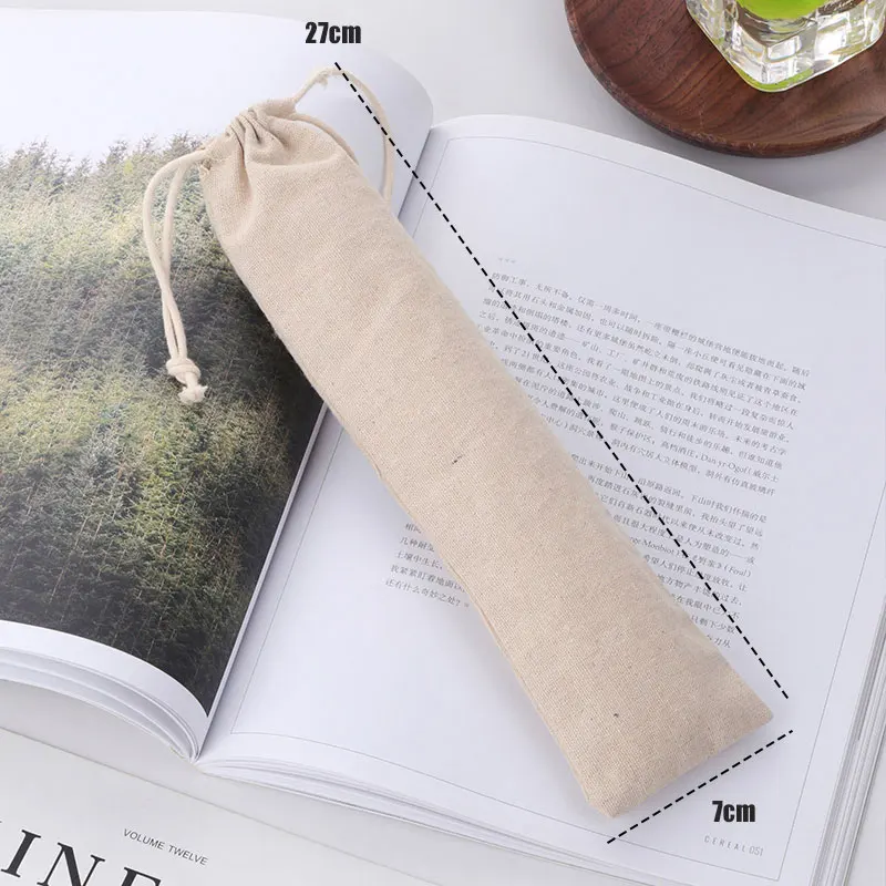 Long Beige Bag-1 pcs 4 шт 6 мм соломинки с щеткой для очистки Короткие Коктейльные трубки длинные металлические трубочки для питья соломинки для коктейлей Tapioca молочный чай - Цвет: Long Beige Bag-1 pcs