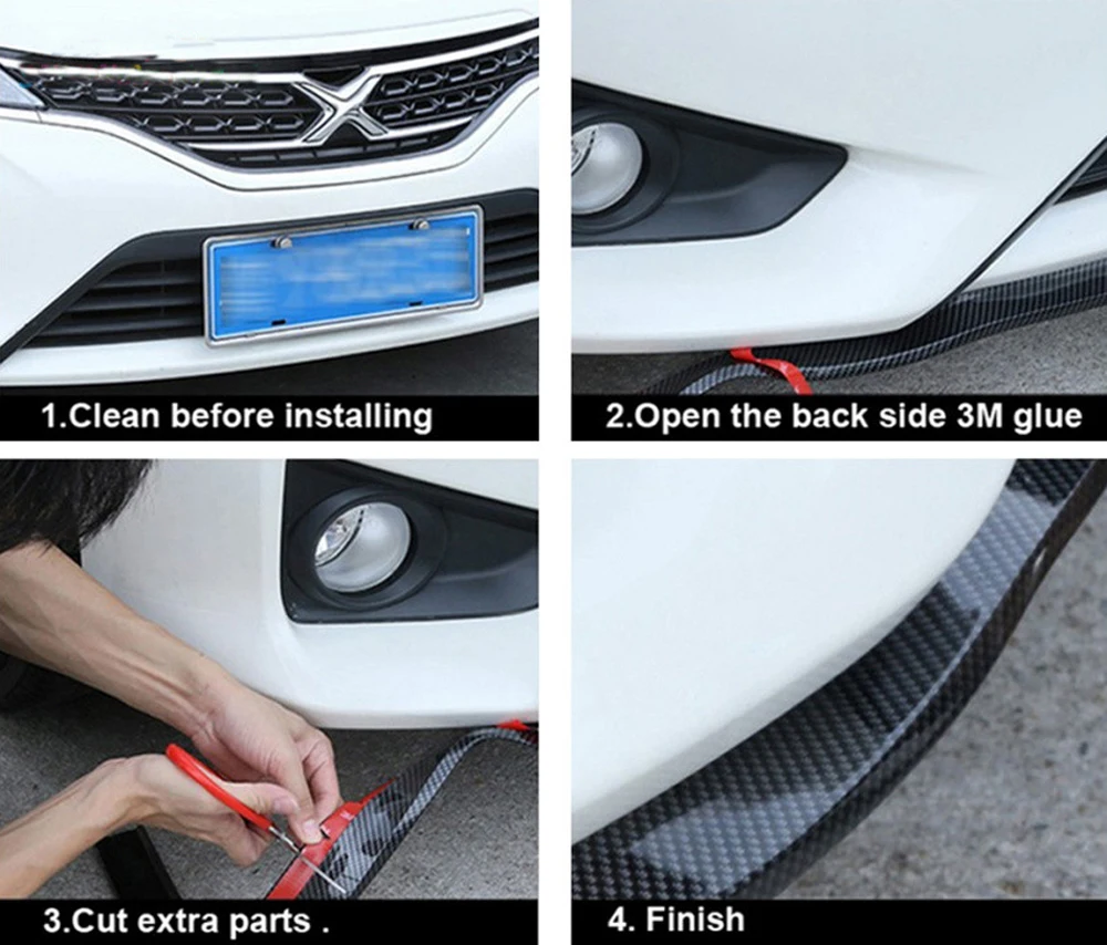 Универсальный черный сплиттер для губ из углеродного волокна спойлер подбородка