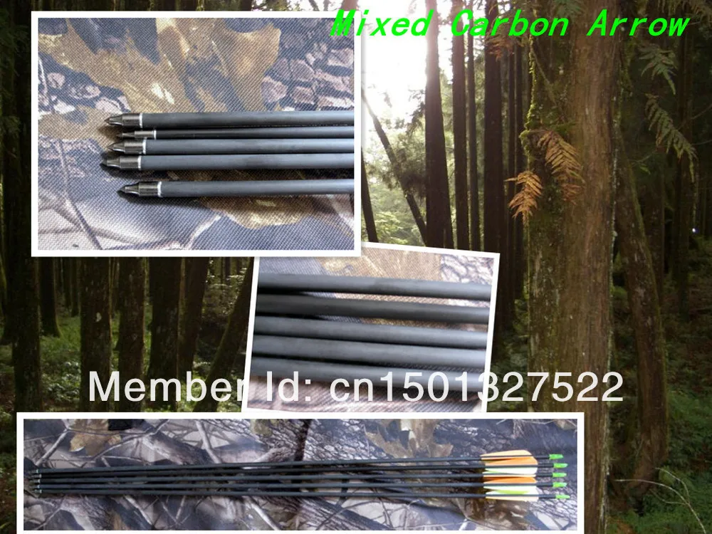 Бесплатная доставка 30 &quotЗолотая мощная Смешанная углеродная стрела завершенная