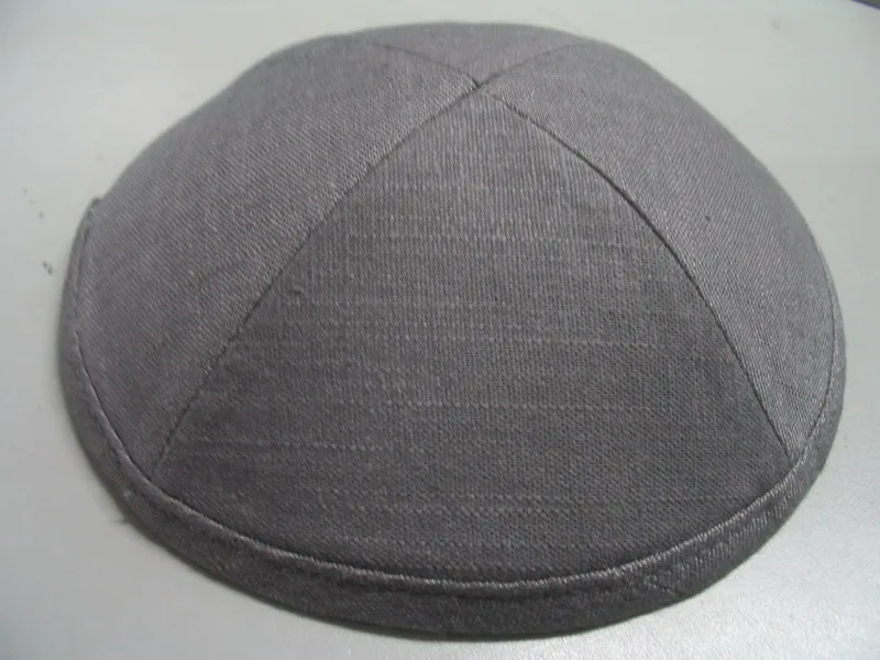 DARK GREY Льняная атласная сырая шелковая Роскошная еврейская кипа YARMULKE KIPPOT - Цвет: DARK GREY