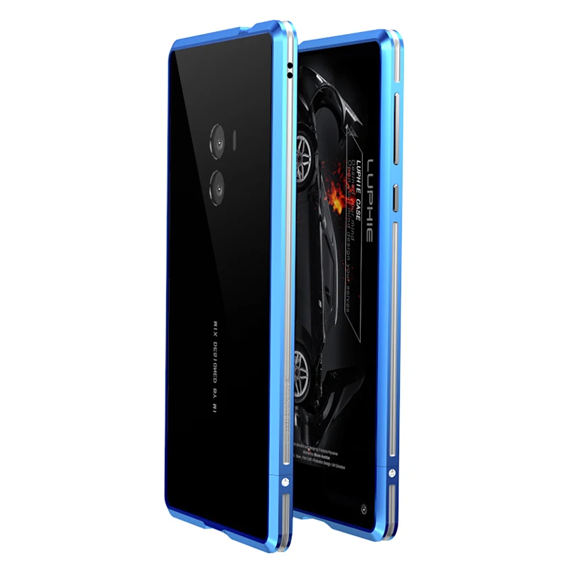Blue Silver Чехол Luphie для Xiaomi mi x, чехол с металлической рамкой, чехол для телефона для Xiaomi mi x, двойная цветная задняя крышка, противоударный - Цвет: Blue Silver