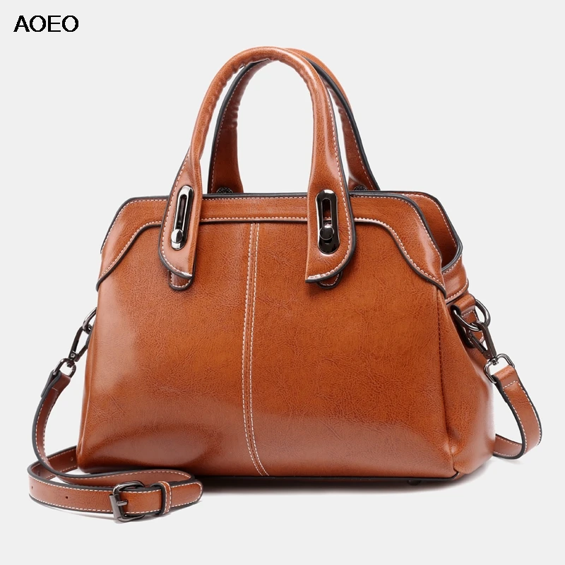AOEO роскошные сумки женские 2019 Новый дизайн черный коричневый красный масло воск
