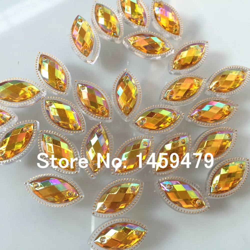 Пномпень набор с желтым акриловым кристаллом 10х17 мм для шитья платья головной