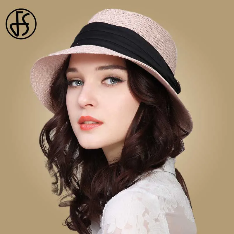 Женская Соломенная шляпка с широкими полями FS складывающаяся пляжная бантом и
