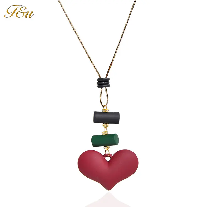 F &amp U оптовая продажа длинная цепь свитер сердце кулон ожерелье для женщин новый
