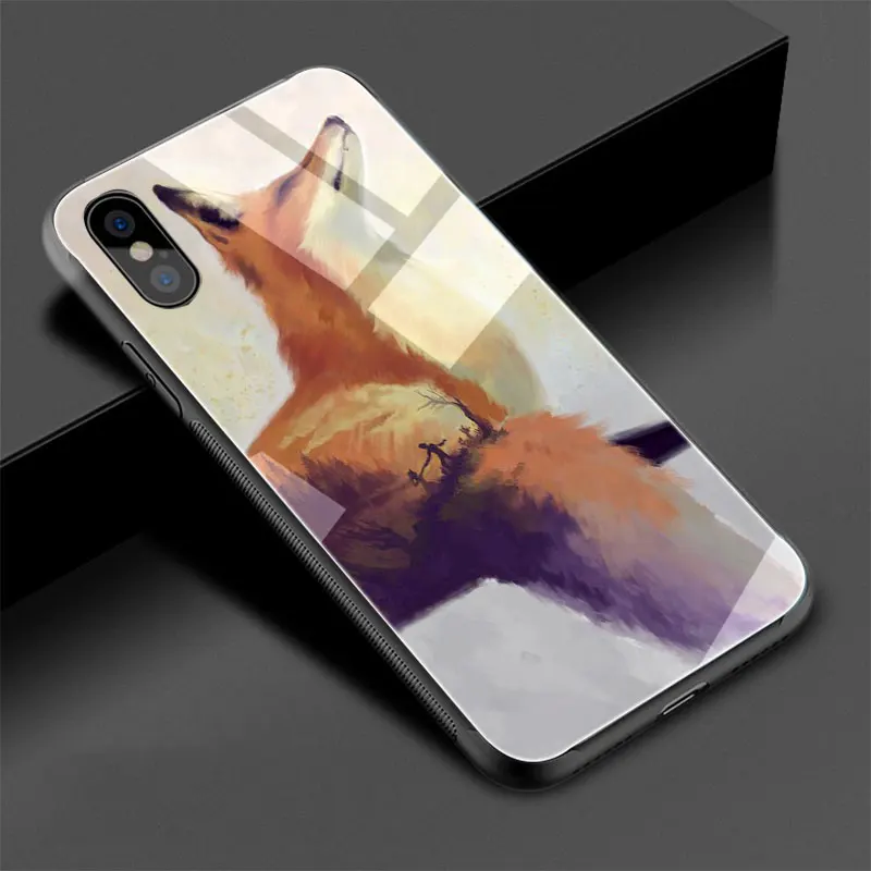Чехол Sly fox из закаленного стекла для телефона чехол iPhone SE 2020 11 Pro 6 6S Plus 7 8 X XS XR