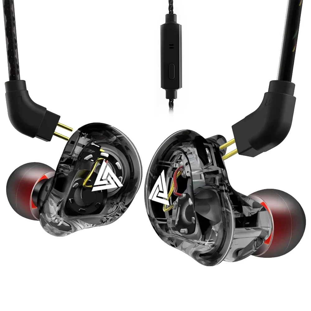 QKZ VK1 наушники HIFI с микрофоном висит уха бег коаксиальный четыре блока сабвуфер