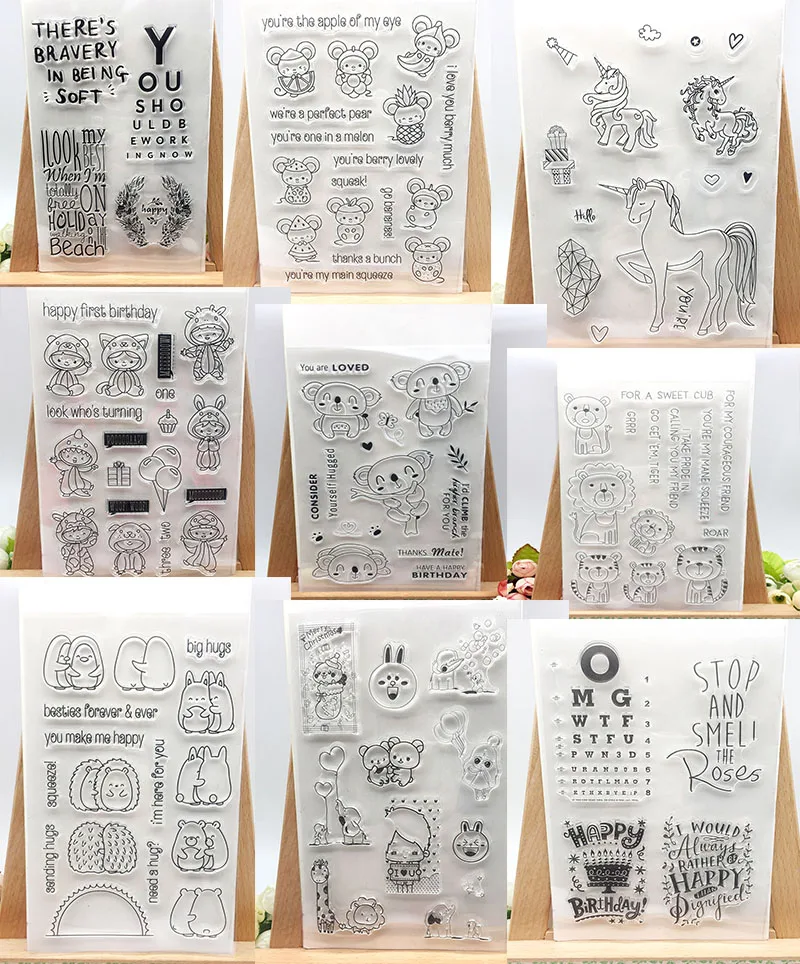 12 видов конструкций Happy Zoo прозрачный штамп DIY силиконовые уплотнения