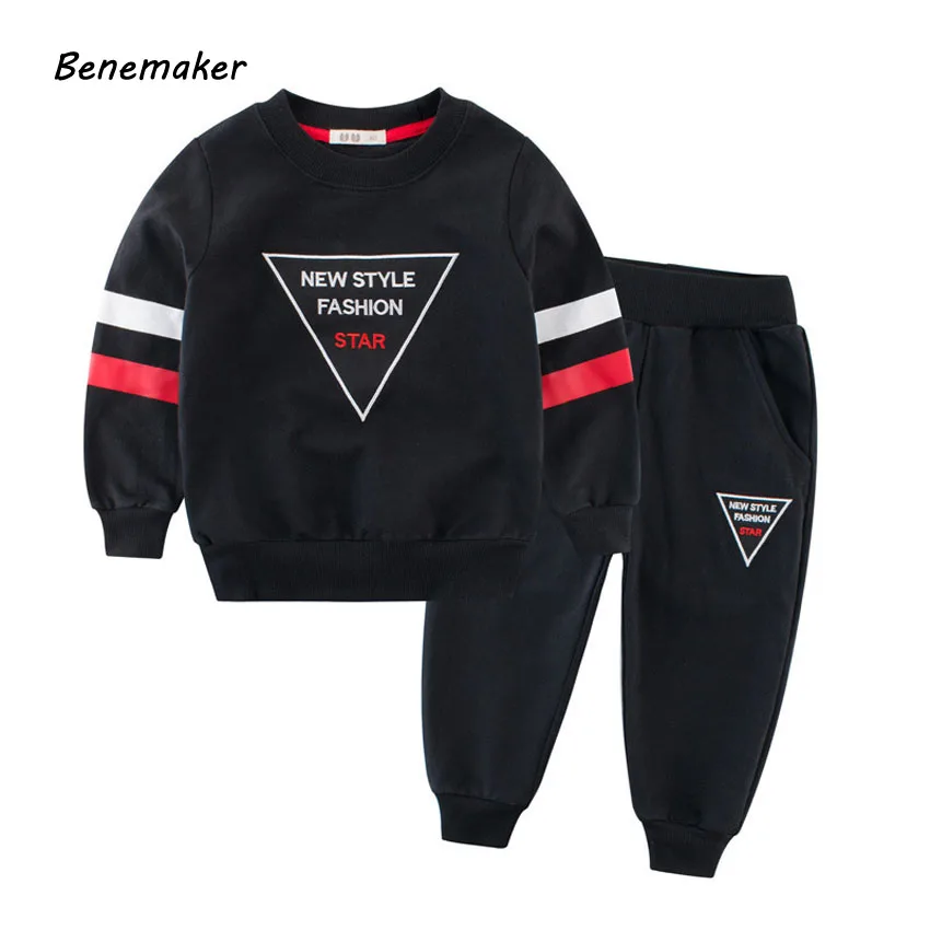 Benemaker/осенние комплекты из 2 предметов для мальчиков; одежда для малышей; детский спортивный костюм для улицы; Детский костюм; пуловер; брюки; JH133