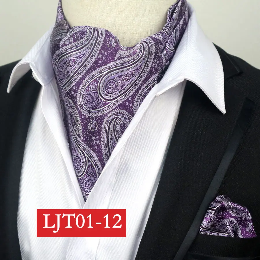 LJT01 01-16 мужской роскошный шелк аскотский галстук платок Набор Цветочный Пейсли Карманный квадратный костюм набор для свадебной вечеринки