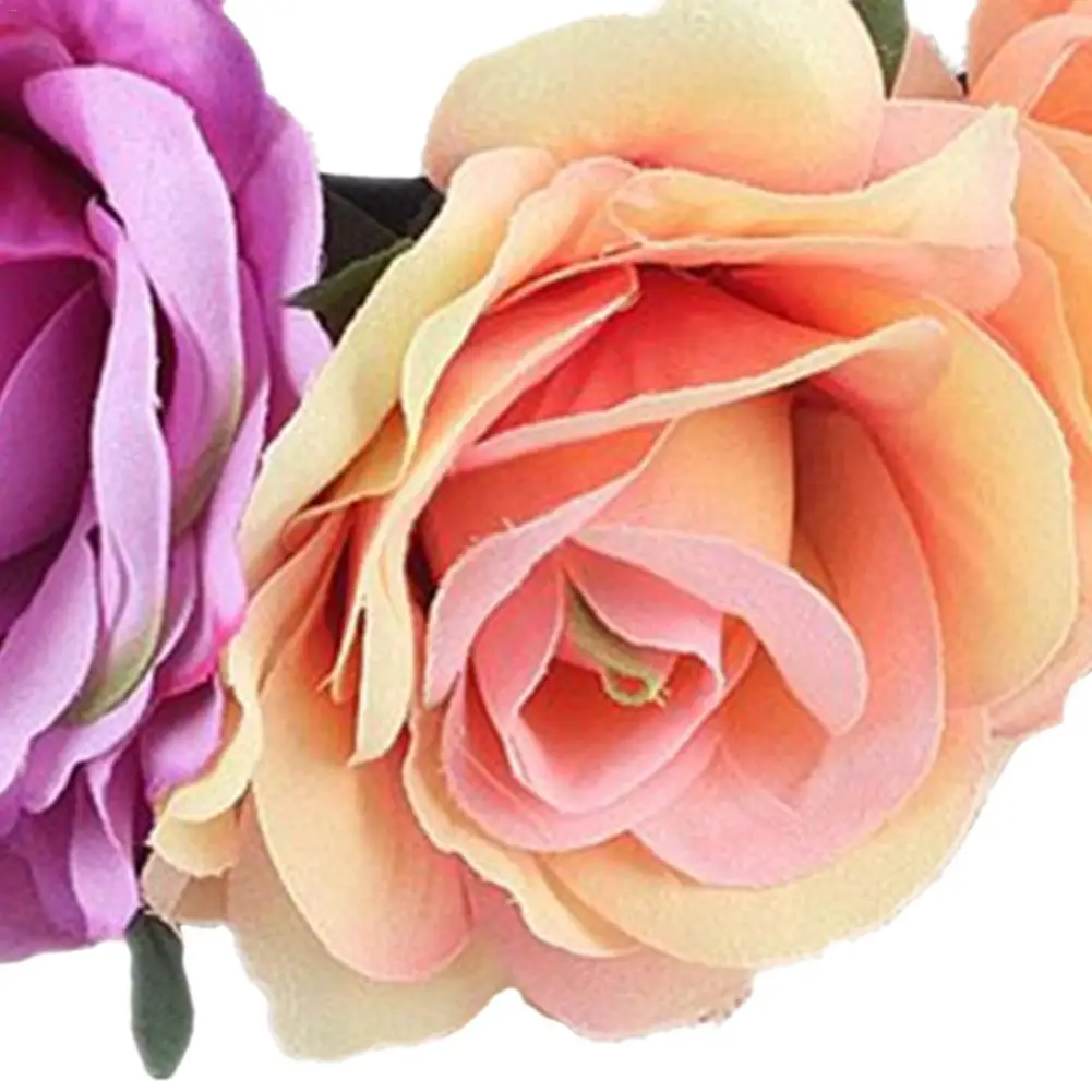 New Women's Hawaiian Rose Flower Crown Garland For Party Day Of The Dead Headband Costume Rose Garland