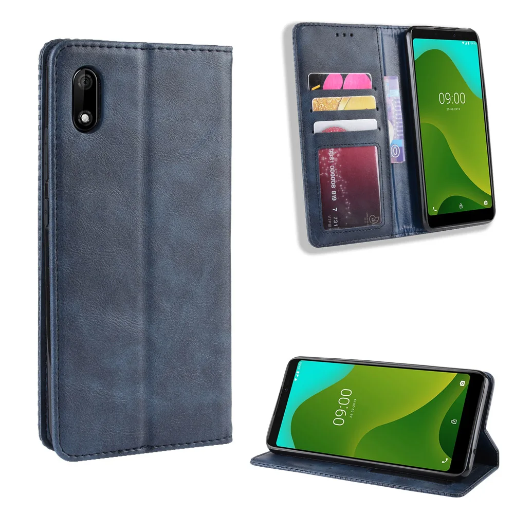 Кожаный флип чехол с магнитной застежкой в стиле ретро для Wiko Jerry 4 View 3 Lite бумажник