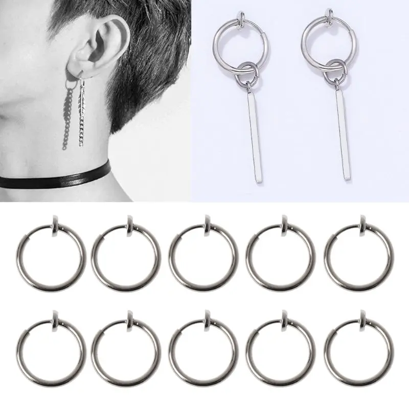 

10Pcs Sliver No Ear-hole DIY Clip On Circle Hoop Earrings For Jewelry Making