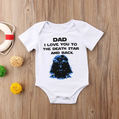 Милая Одежда для новорожденных мальчиков Боди с принтом хлопок короткий рукав