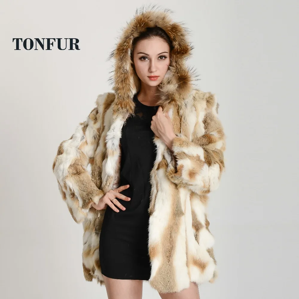 2019 Новое поступление Женское зимнее длинное пальто из натурального кроличьего