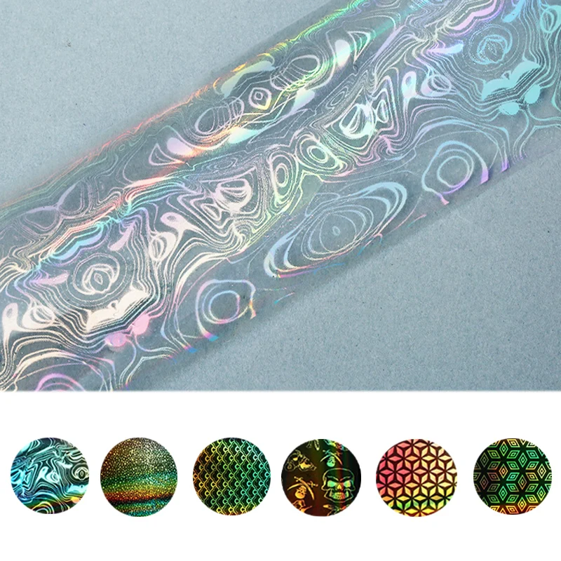 Голографическая фольга на ногти прозрачная Серебристая 1 рулон 4х100 см|nail lace