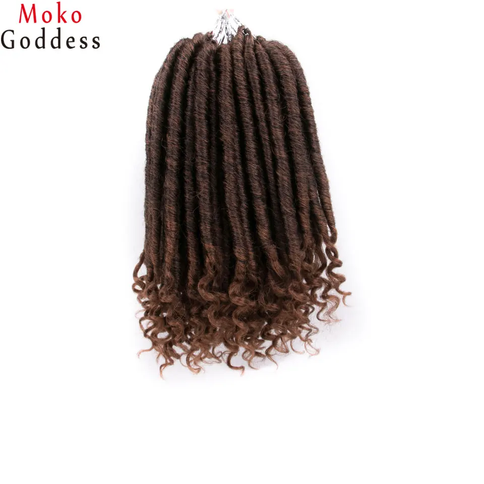 T1B/30 MokoGoddess вязанные волосы для наращивания богиня Faux locs Curly вязанные косички синтетические волосы Омбре косички - Цвет: T1B/30