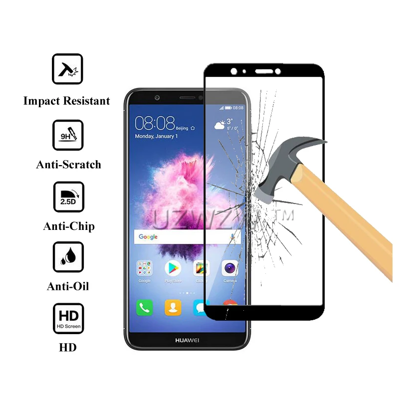 2 шт для huawei P Smart(5,65 дюйма) стекло полное покрытие закаленное стекло для huawei P Защита экрана смартфона защитное стекло