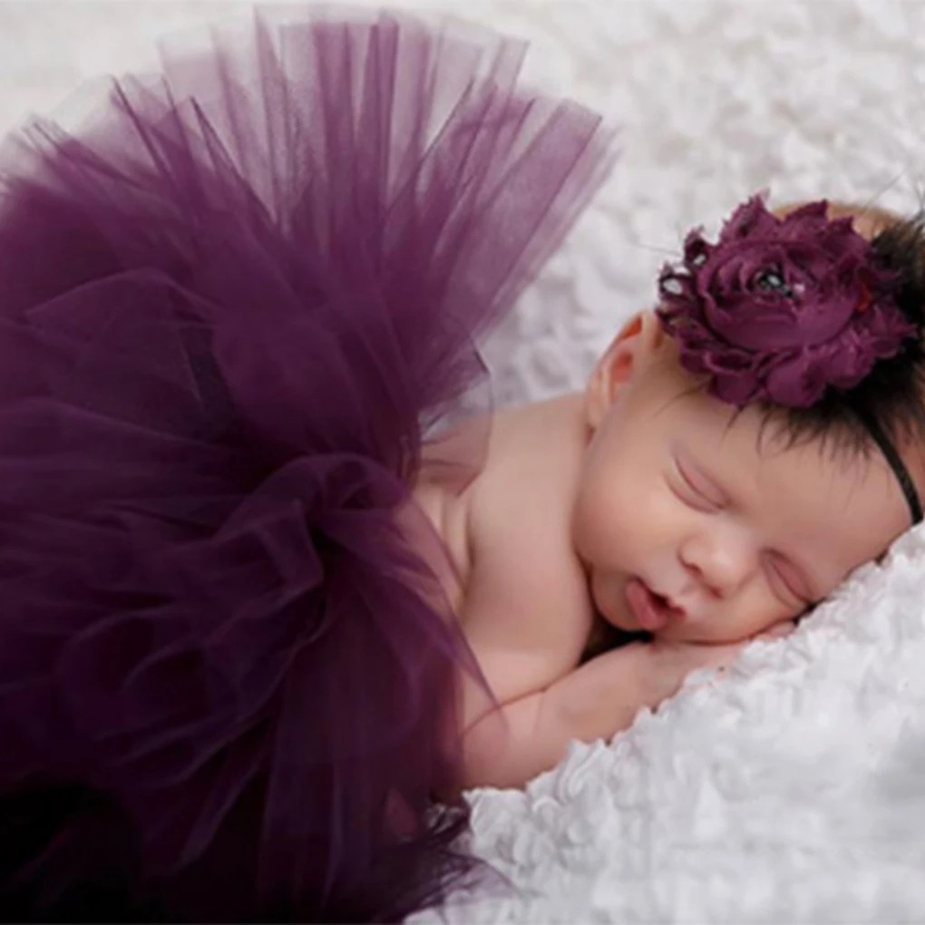 16 dark purple Реквизит для фотосессии новорожденных; аксессуары; юбка-пачка для малышей ручной работы; Радужная юбка-пачка для фотосессии - Цвет: 16 dark purple