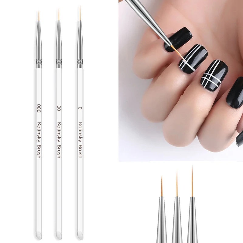Высокое качество 3 шт прозрачная ручка дизайн ногтей набор УФ гель Кисть подводка