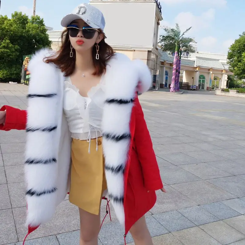 2018 зимняя женская куртка из искусственного меха Новая мода средней длины