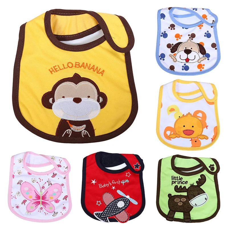 

2017 Baby Bibs Waterproof Boys Girls Infants Cartoon Cute Bibs Baby Burp Saliva Towels Children Self Feeding 3-Layers of Cotton