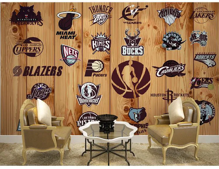 5D Papel фрески баскетбольной команды Логотип 3d стены фото Настенные обои для