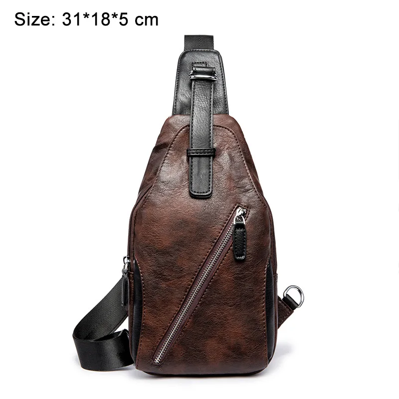 Из искусственной кожи мужские сумки груди модные Crossbody Travel Bag человек кражи сумка мужской один ремешок сумка поясная - Цвет: Коричневый