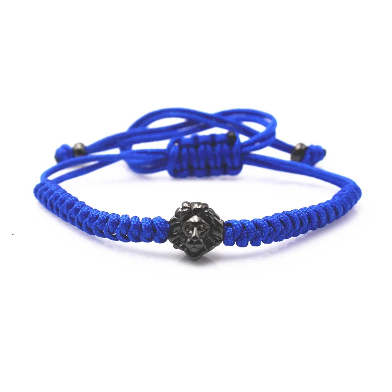 Модный бренд мужские браслеты из атолистоуна с головой льва синие веревочные