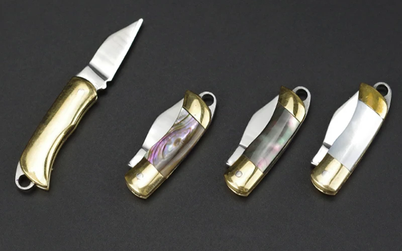 Красивая оболочка ожерелье складной нож Мини Карманный Кошелек Брелок-нож для выживания EDC инструмент Резак Овощечистка Рождественский подарок