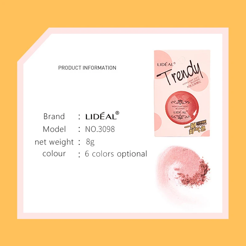 Румяна LIDEAL 6 цветов Корейская палитра для макияжа пудра естественная основа