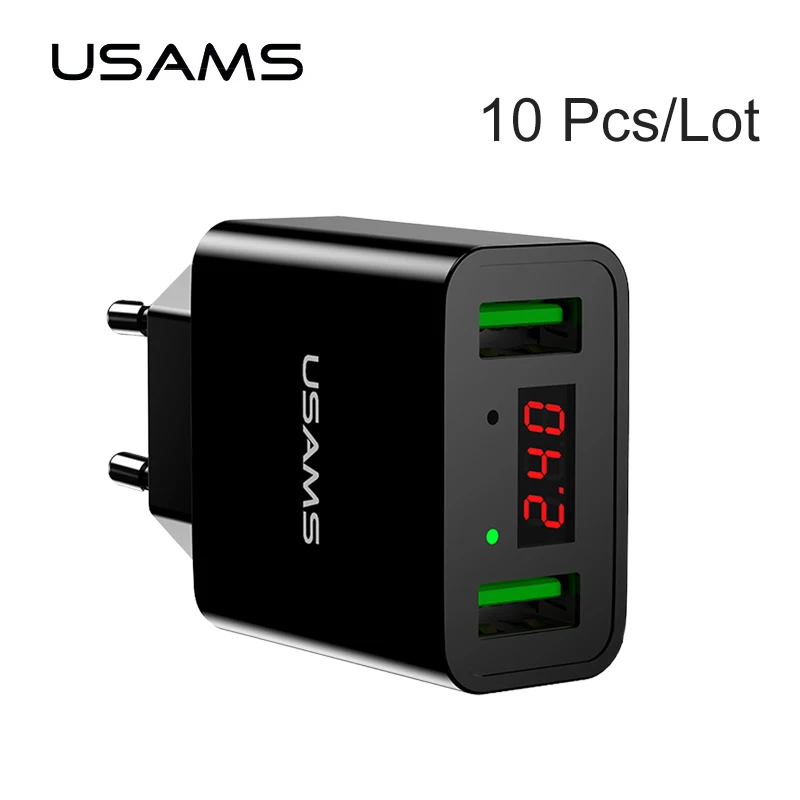10 шт./лот USAMS Универсальный светодио дный светодиодный дисплей Dual USB телефон