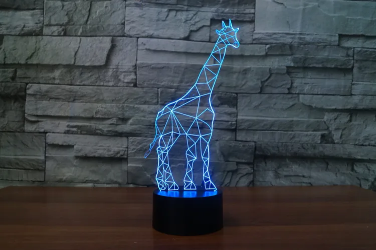 3d Светодиодная лампа жирафа 7 цветов меняющая цвет ночник для детской комнаты USB/3