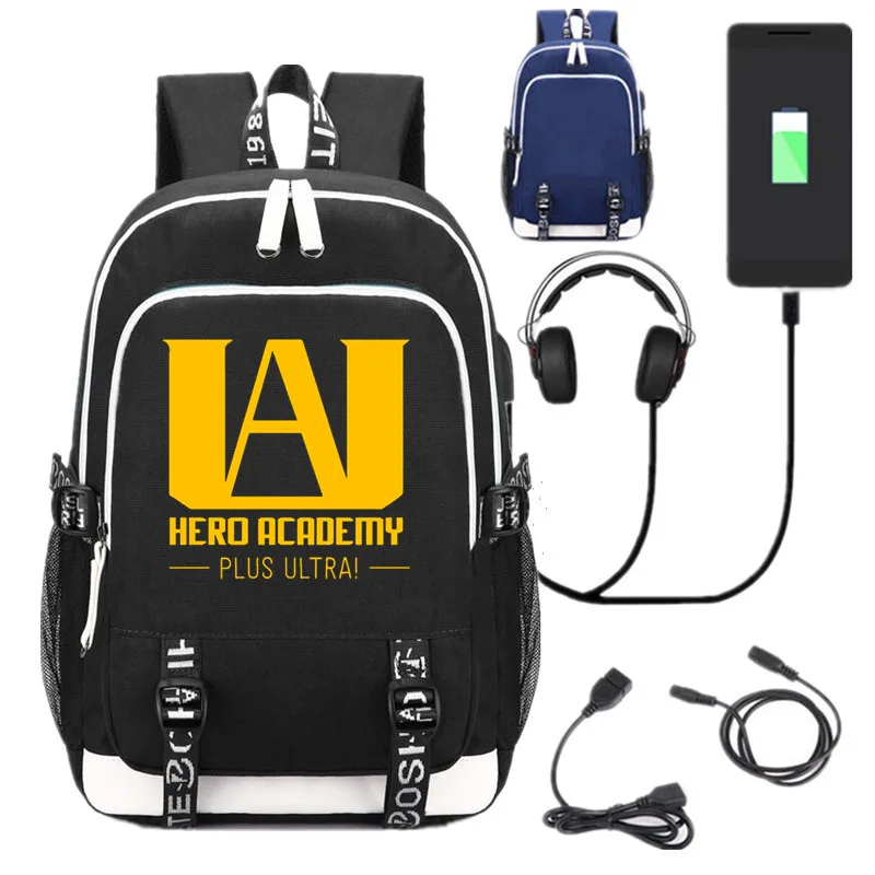 Рюкзак Школьный Унисекс под ноутбук с USB портом и принтом Моя геройская