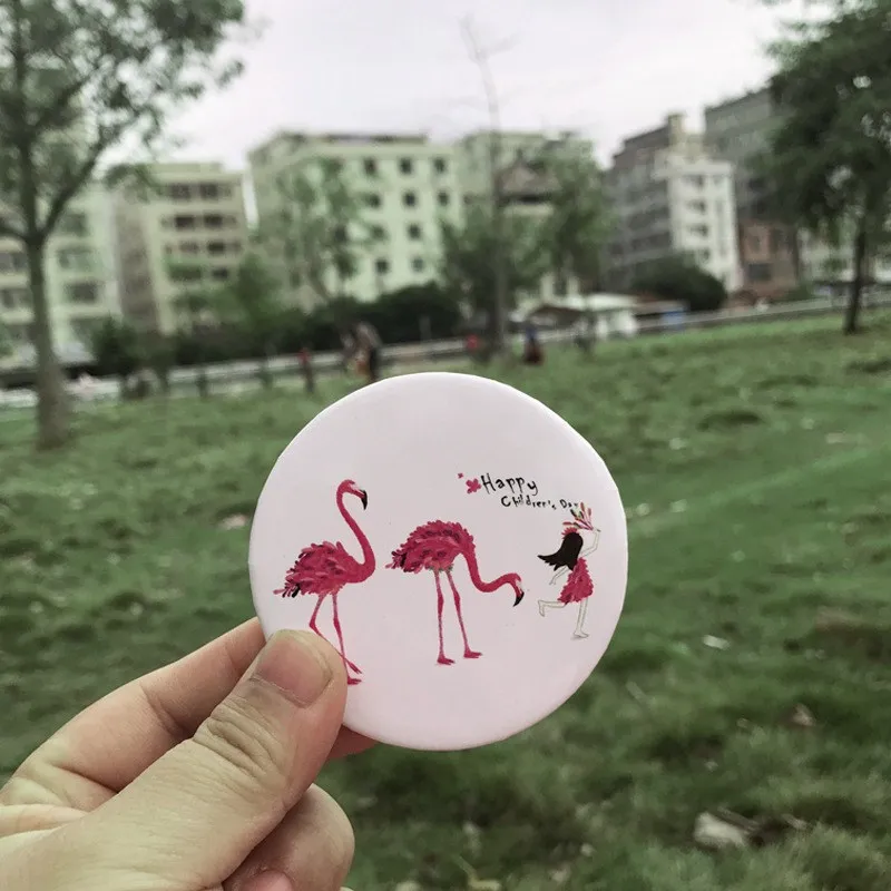 5 шт./лот зеркало для макияжа милый мультфильм Мини портативное круглое ручное зеркало карманное зеркало для макияжа Фламинго мини-косметическое зеркало подарок