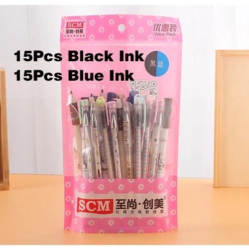 15 Black and 15 Blue 30 шт./партия SCM Корея креативные канцелярские ручки на водной основе гелевые ручки школьные принадлежности компании - Цвет: 15 Black and 15 Blue