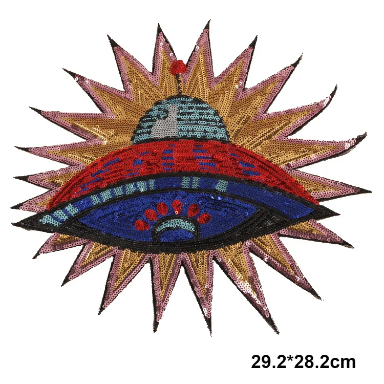 1 шт украшенные блестками космический корабль вышивка патчи для одежды DIY утюг на