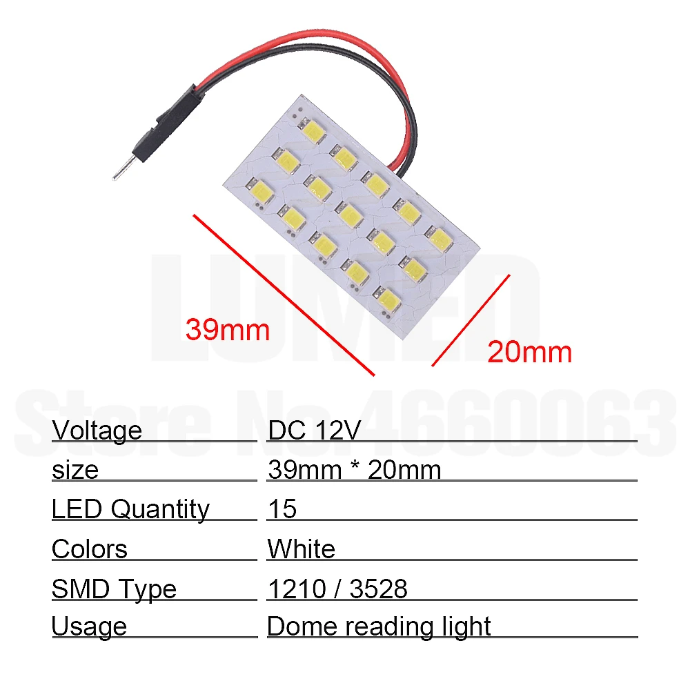 2x T10 1210 SMD Автомобильный светодиодный панельный светильник для автомобиля, автоматический внутренний светильник, купольная лампа для чтения, лампочка BA9S, гирлянда, DC 12V