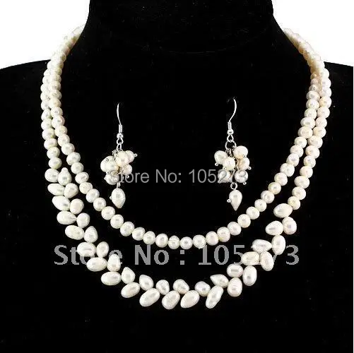 Комплект ювелирных изделий из жемчуга AA 5 8 мм ожерелье и серьги натурального