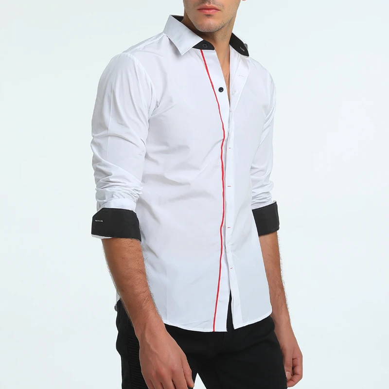 Brand 2018 Fashion Male Shirt Long-Sleeves Tops Hit Color Buttons Mens Dress Shirts Slim Men Oversize XXXL | Мужская одежда