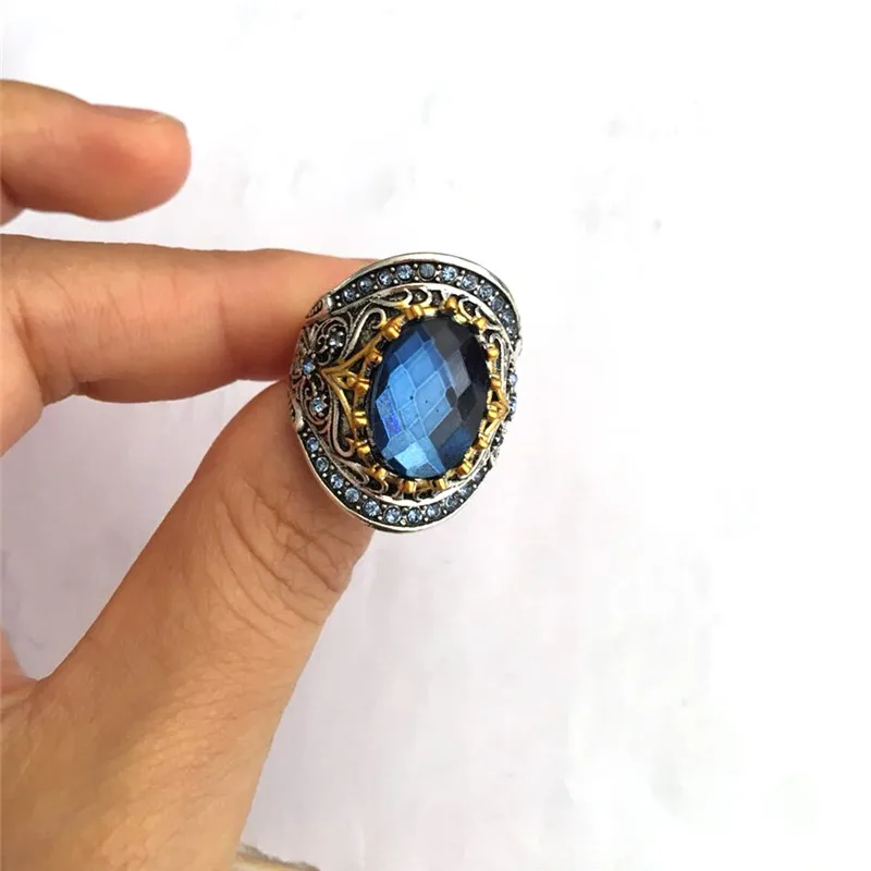 GS роскошные украшения мужское кольцо с синим кристаллом высокое качество