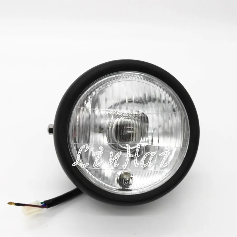 Мотоциклетная галогенная передняя фара 12 В в черном металлическом ретро стиле