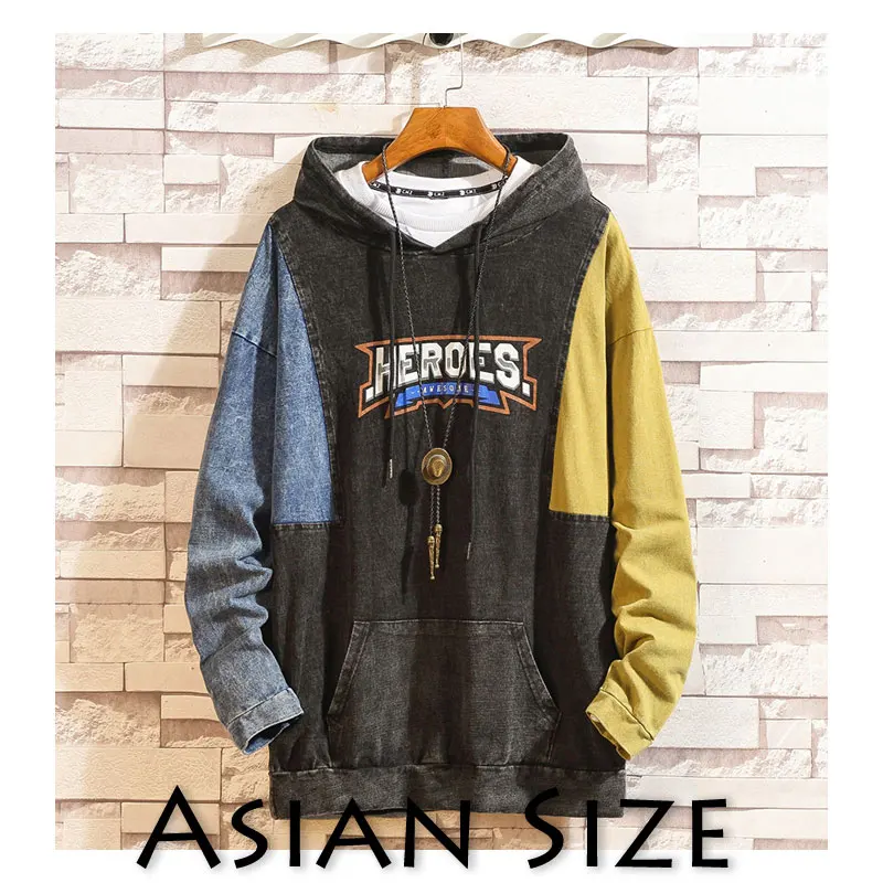 Privathinker Streetwear Sweatshirt Man Patchwork Casual Tops High Hooded Hoodies Oversized Letter Pullover - Цвет: Black(Asian Size)