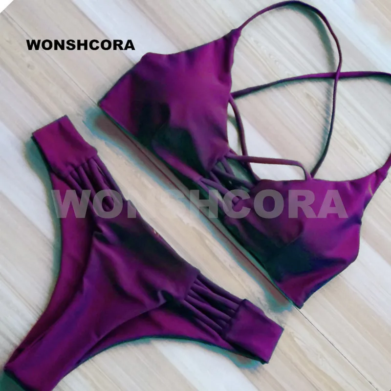 WONSHCORA Новый армейский зеленый многоканатный сексуальный женский комплект бикини