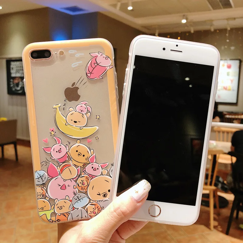 iboann emboss clear hard cartoon minnie Stitch pooh winnie Chip cases for iphone XS max XR 6 6s plus 7 8 X phone case |