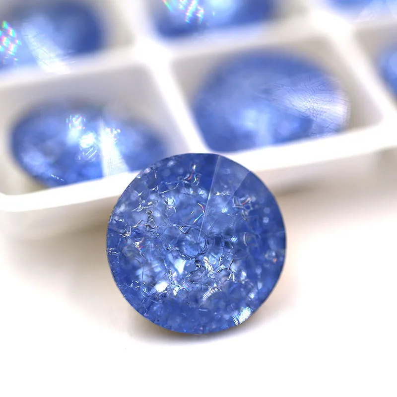 12mm K9 pointback glass rhinestones high quality Blue crystal Round shape glue on diy clothing/wedding Accessories | Дом и сад