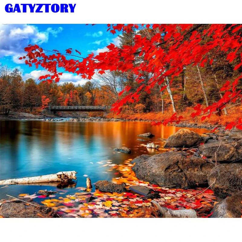 GATYZTORY рамка лесной пейзаж DIY живопись по номерам набор Раскрашивание по номерам современный домашний настенный художественный Рисунок Unqiue Подарочное искусство