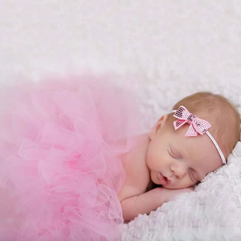 Пышная юбка-пачка и повязка на голову для новорожденных Клюквенная/винная TS032 16