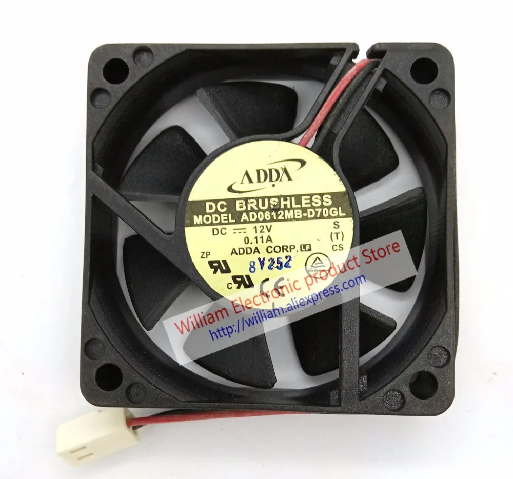 

Original ADDA AD0612MB-D70GL DC12V 0.11A 60x60x15MM 2Lines Computer cooling fan